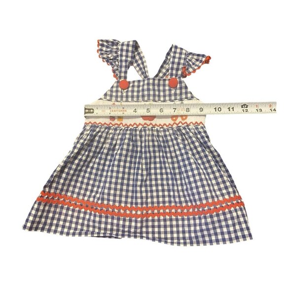 The Smocking Bug Girls Blue White Red Check Back To School Dress Size 18M - Picture 3 of 6